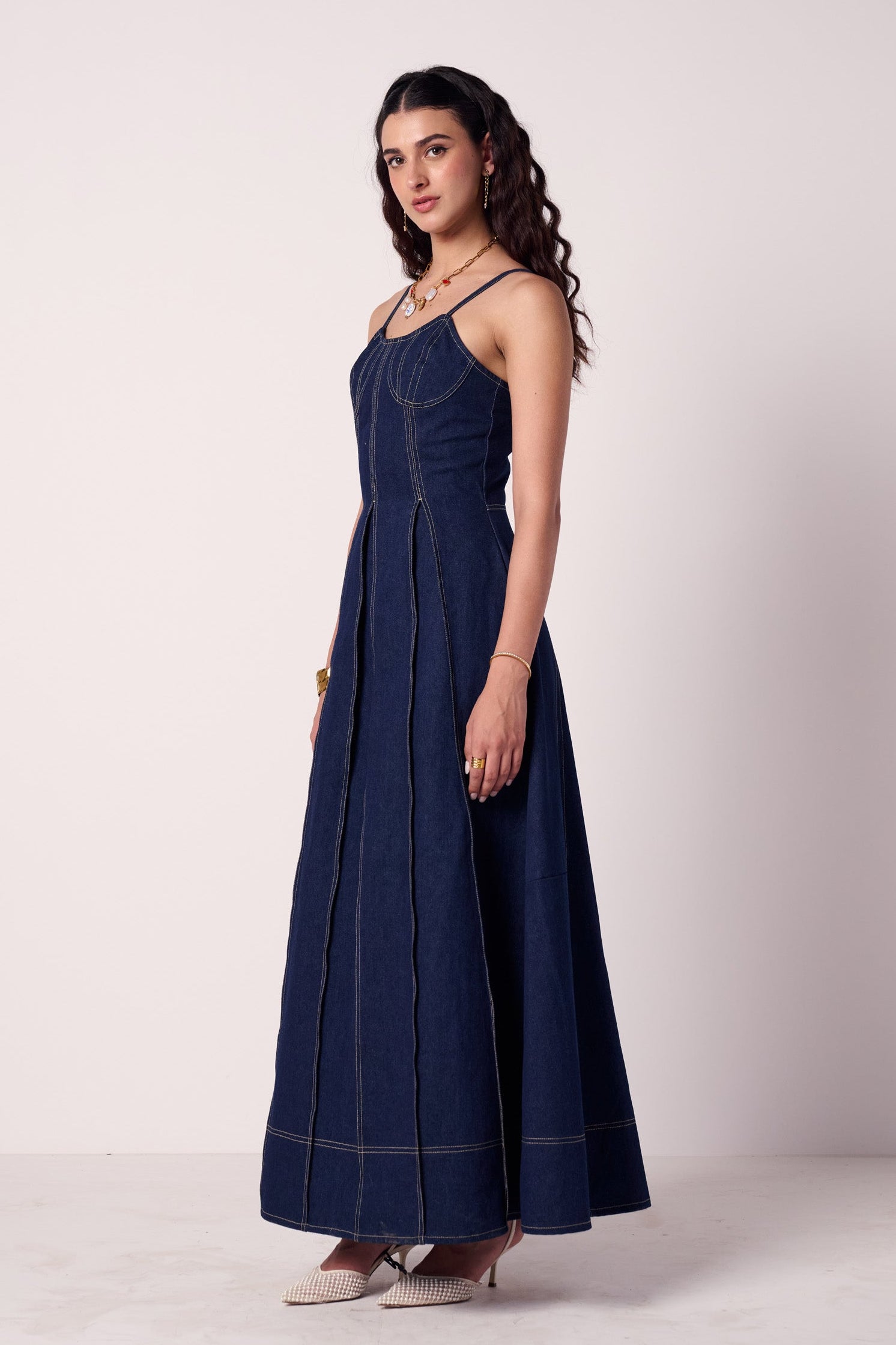 Monroe Pleated Denim Dress