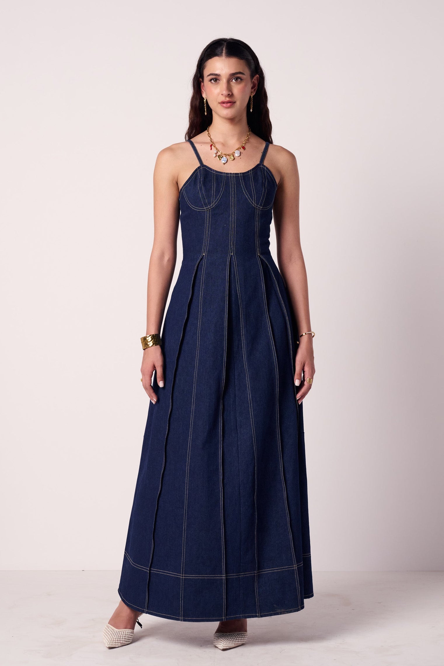 Monroe Pleated Denim Dress