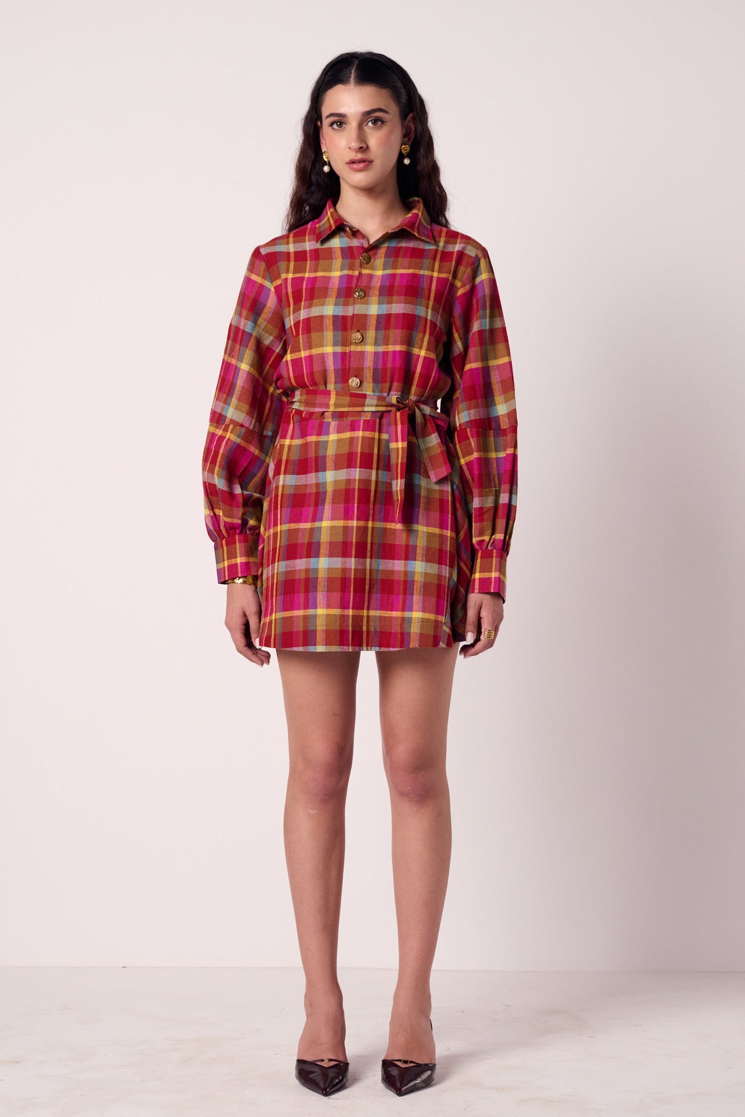 Bonnie Check Belted Dress