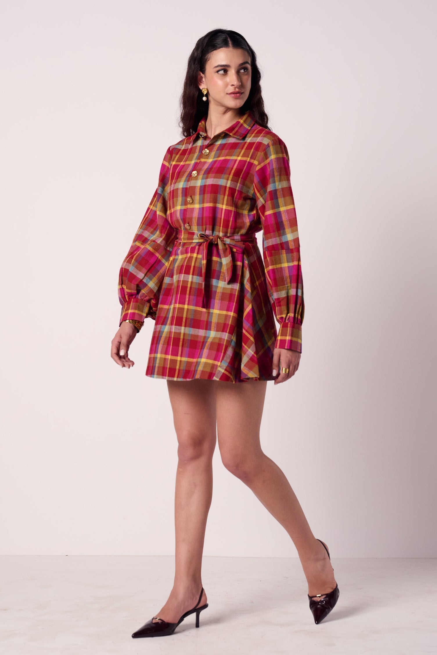 Bonnie Check Belted Dress