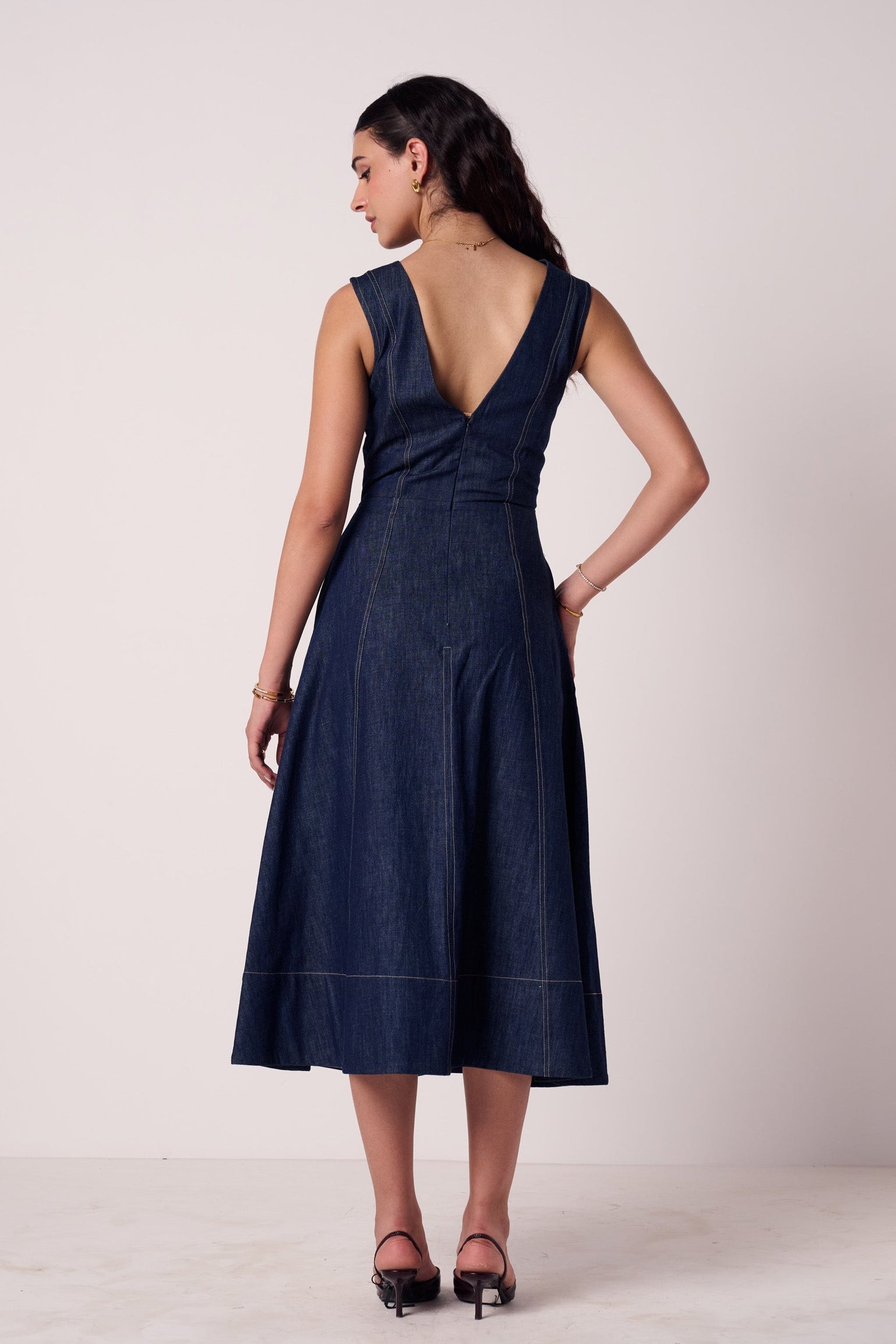 Rosette Denim Dress