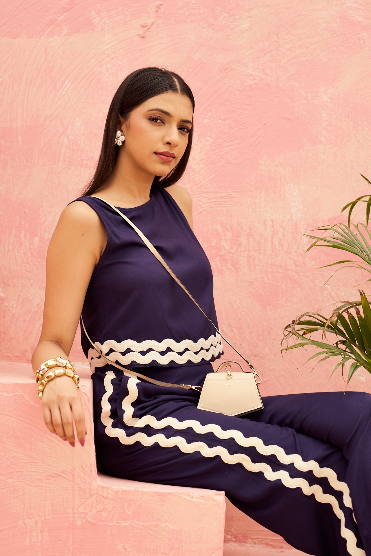 Wave Trim Navy Co-Ord Set