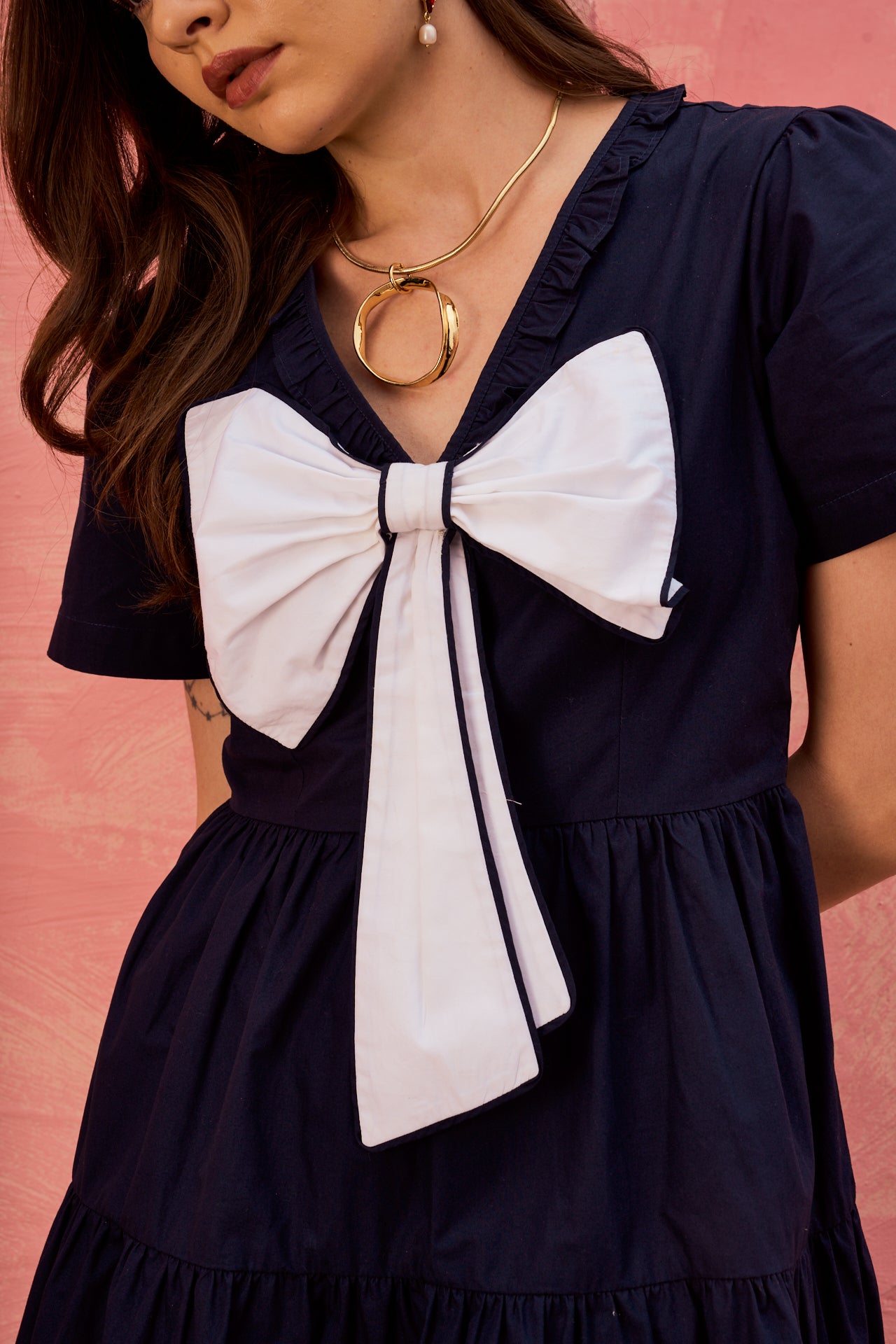 Marina Tiered Dress with Statement Bow