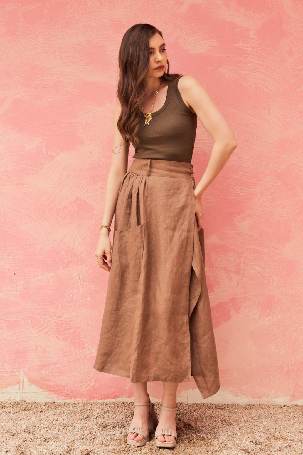 Terra Linen Wrap Skirt
