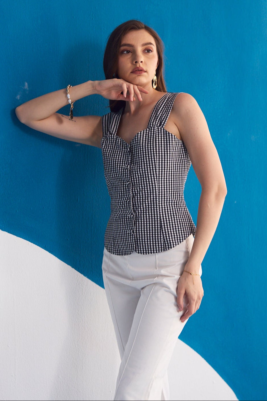 Vivienne Gingham Corset-Style Top