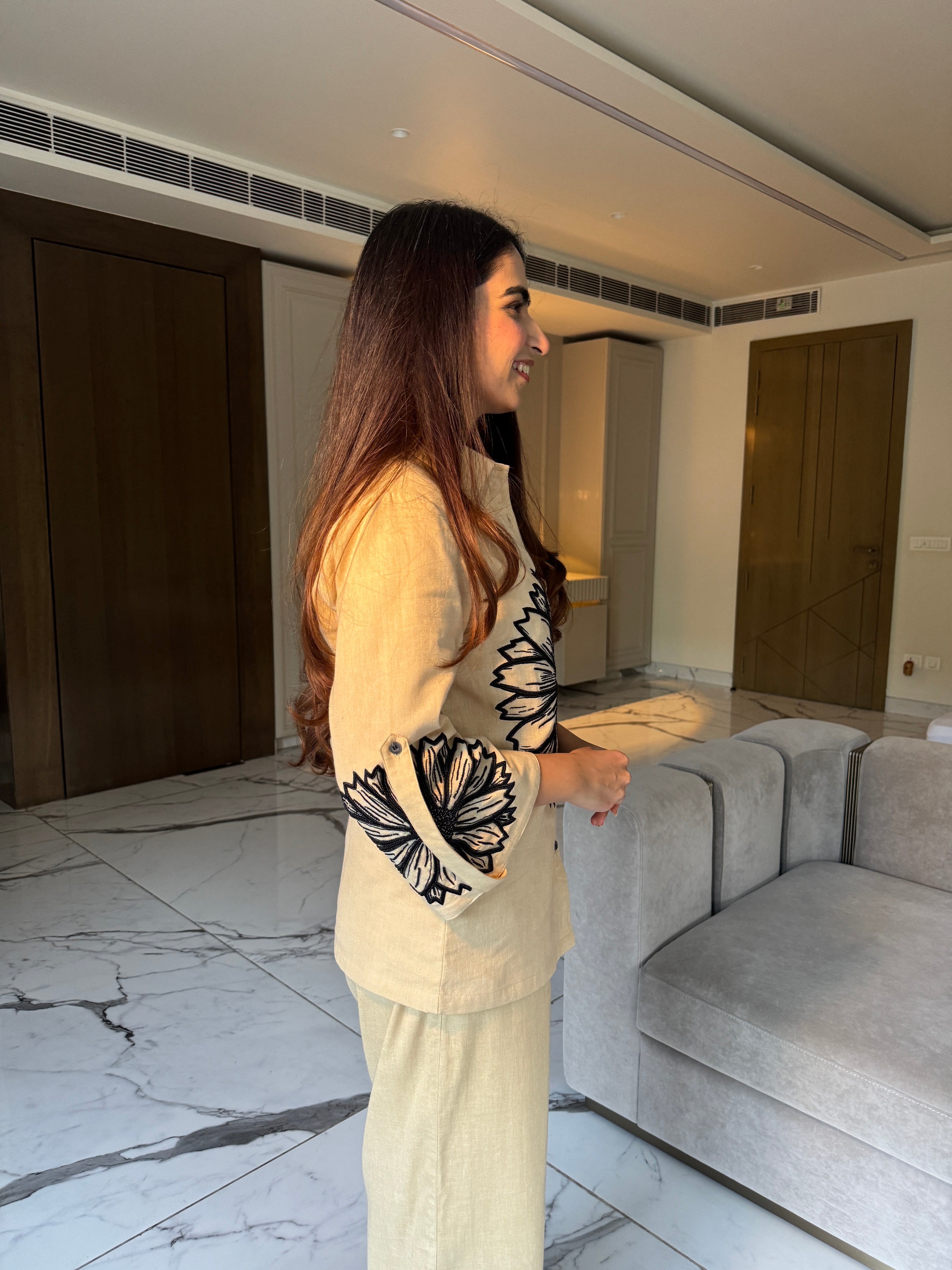 Golden Bloom Linen co-ord Set