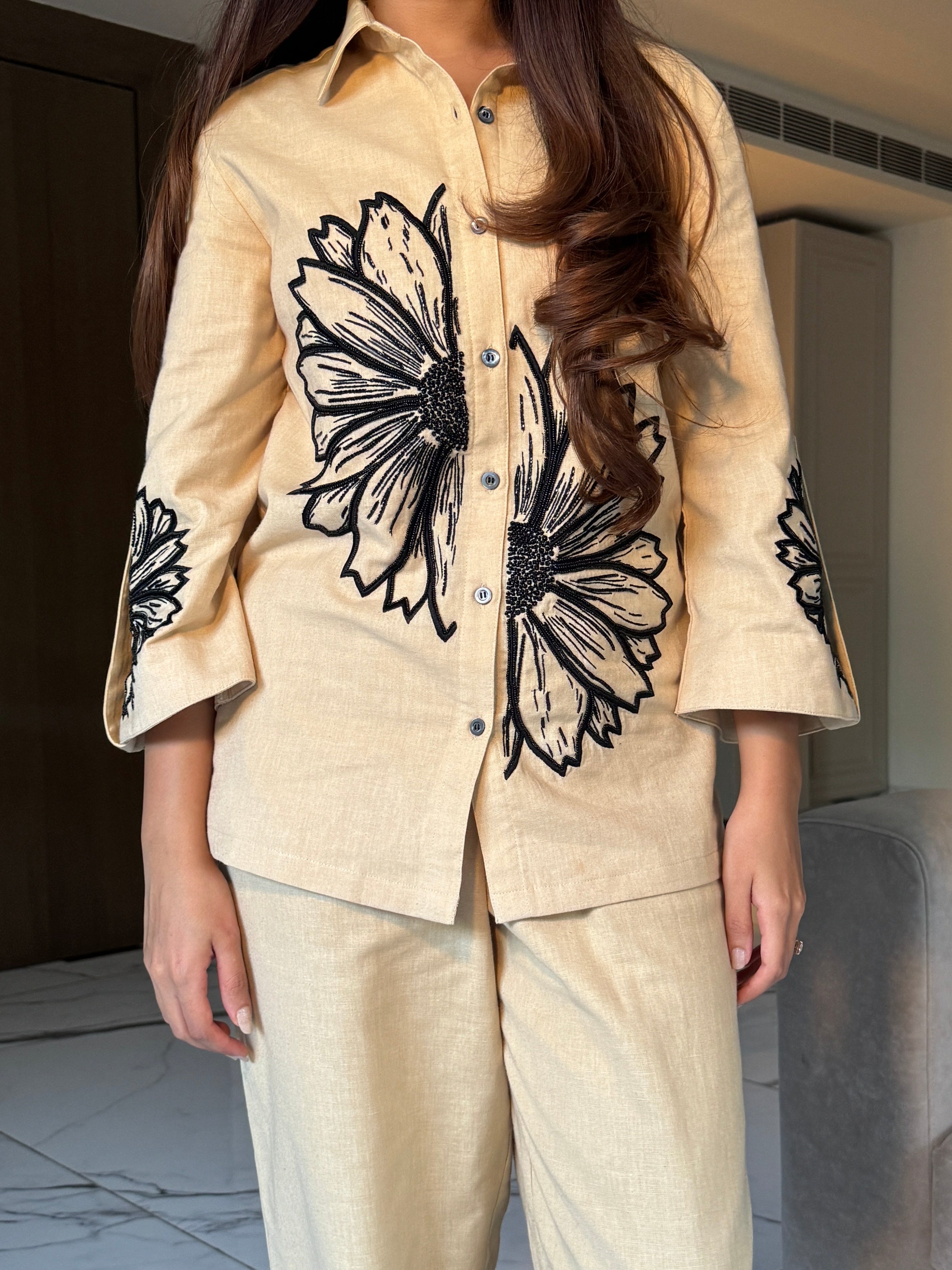 Golden Bloom Linen co-ord Set