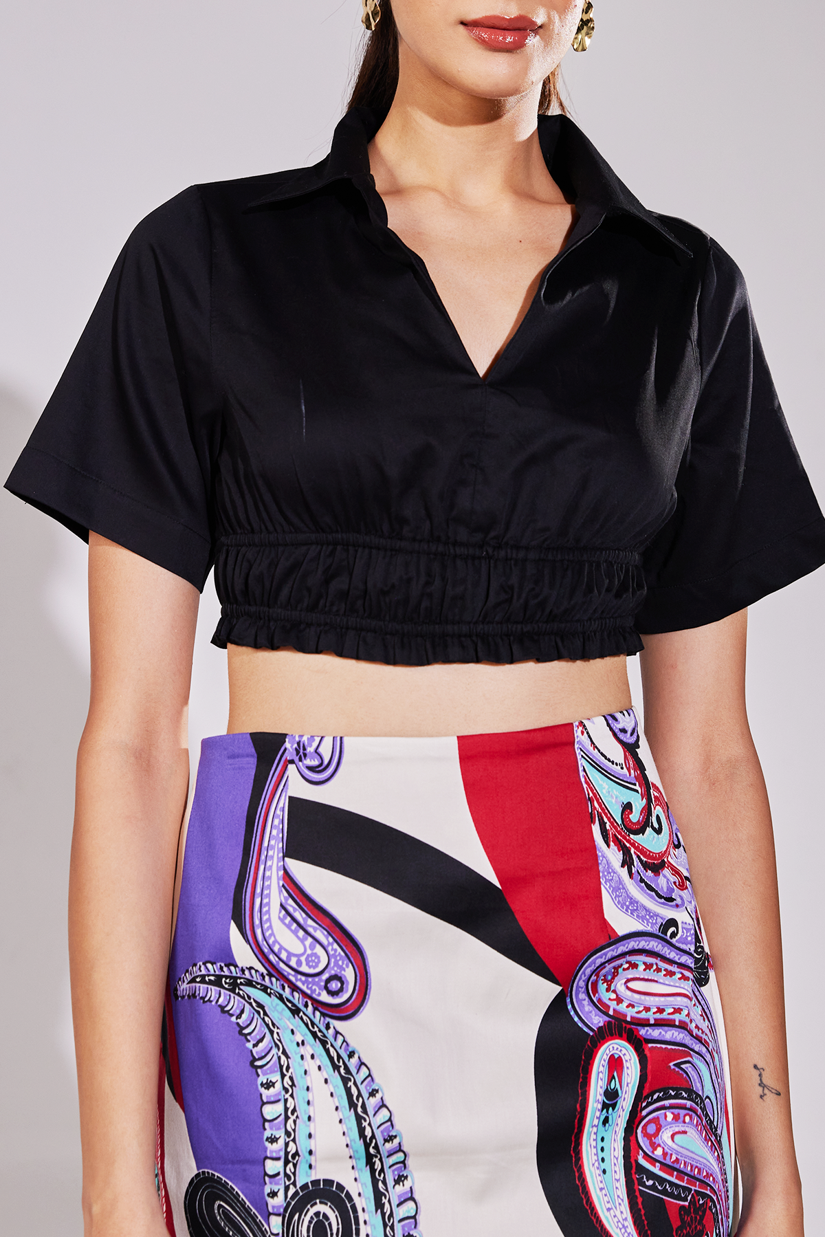 Noir Collar Crop Top