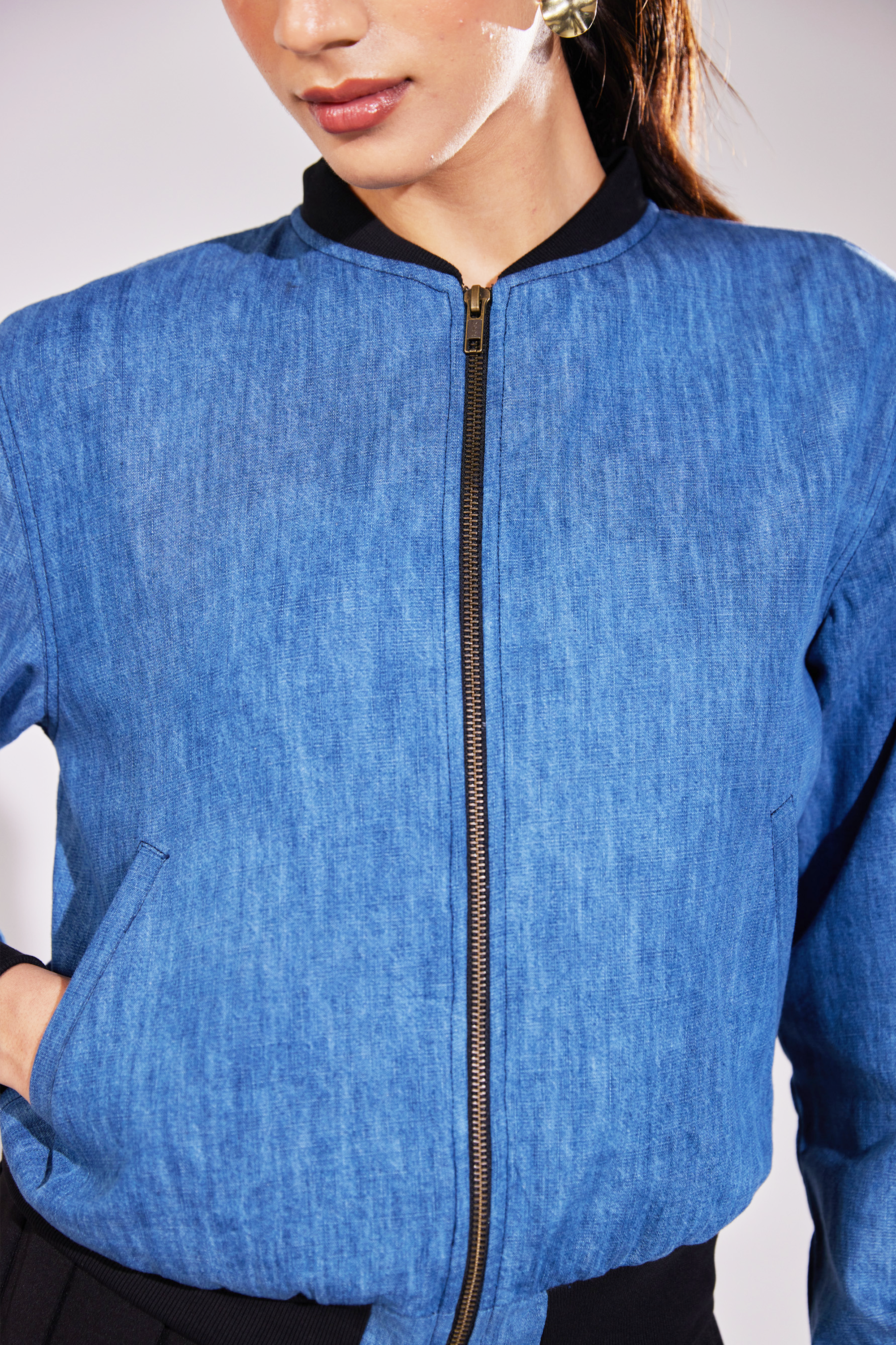 Cozy Puffer Denim Bomber