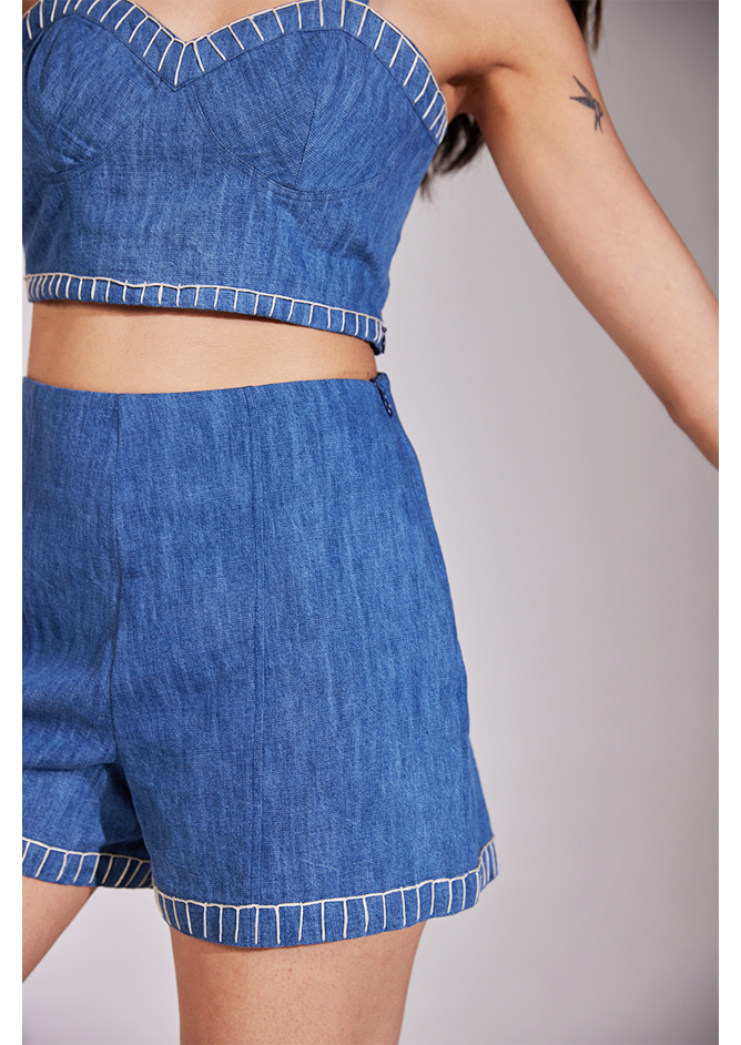 Denim Stitched Muse Shorts