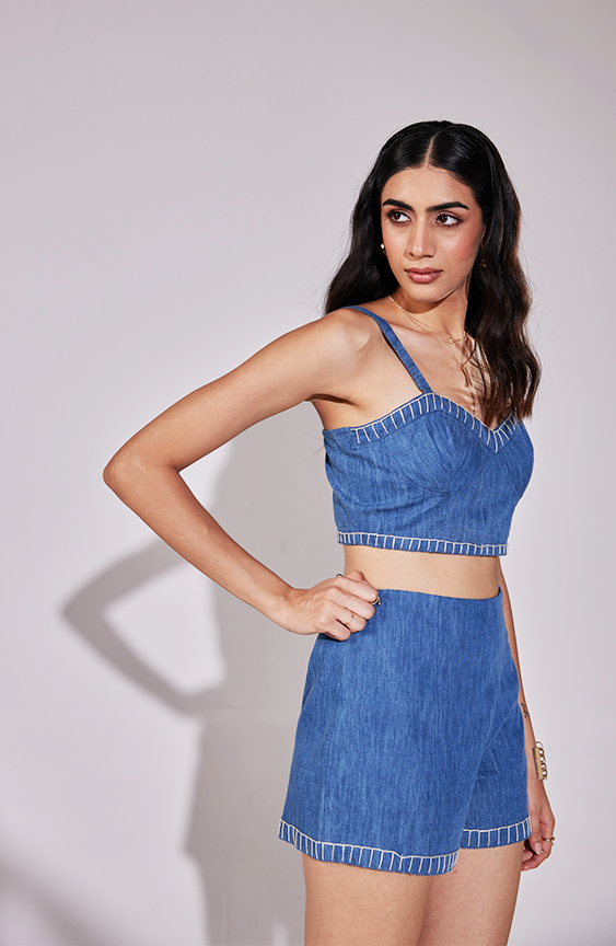 Denim Stitched Muse Shorts