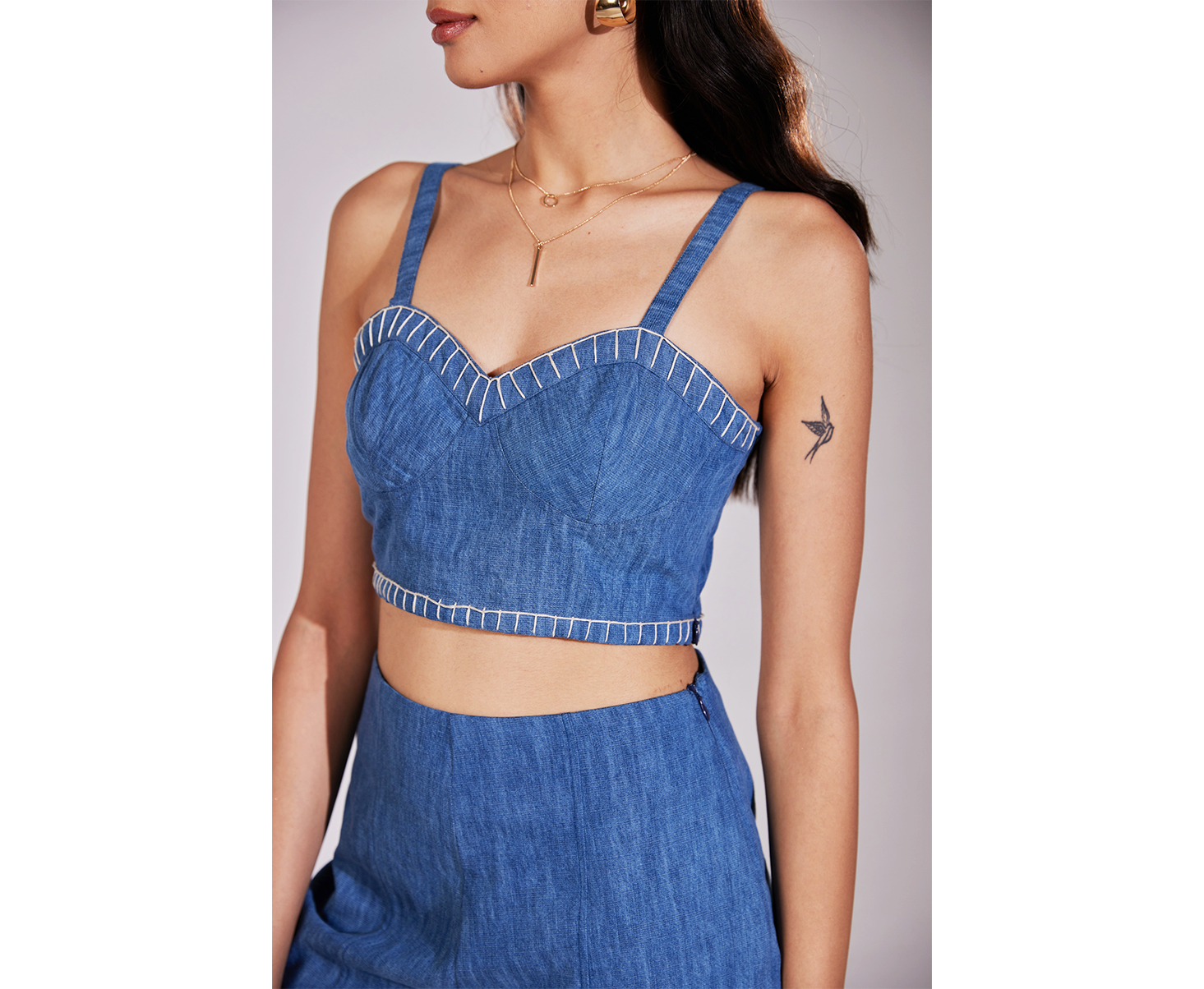 Denim Stitched Muse Bustier Top
