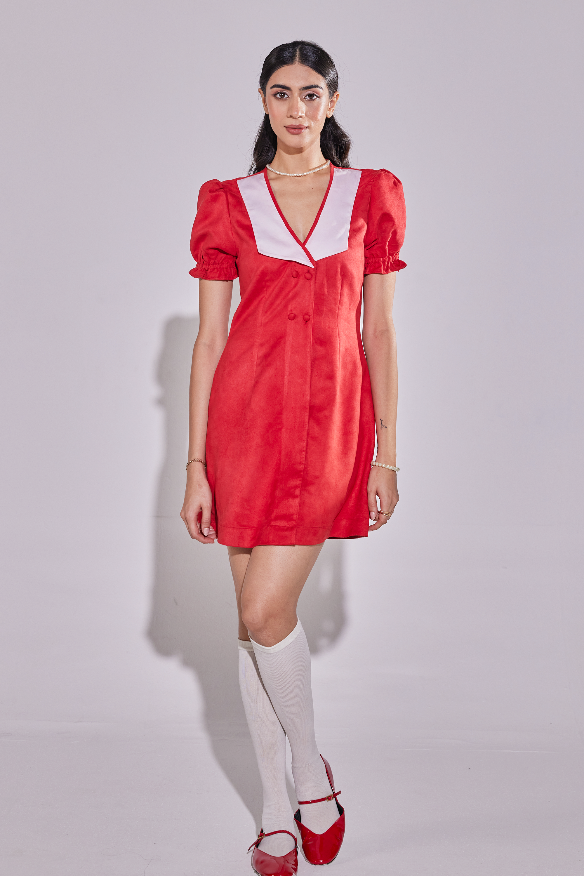 The Crimson Suede Dress